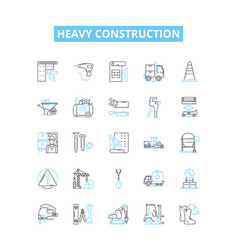 Heavy Construction Line Icons Set