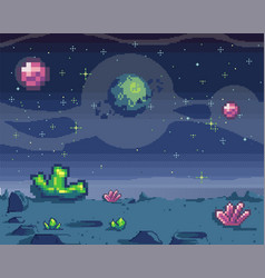 Pixel Art Cosmic Area Game Location Scene With