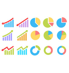 Set Of Colorful Pie Charts And Graphs Icons