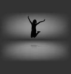 Silhouette Body Woman Jump With Gray Background