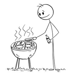 Summer Barbecue Cartoon Stick Figure