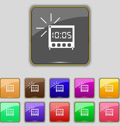 Digital Alarm Clock Icon Sign Set With Eleven