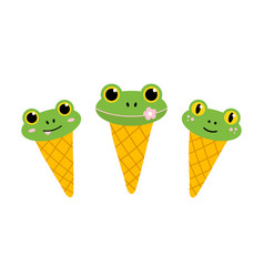 Green Frog Ice Cream Cones Set