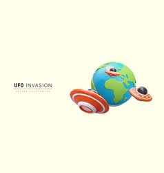 Ufo Invasion Realistic Globe Flying Saucers