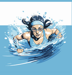 A Woman Swimming In The Sea Sportswoman Swimmer