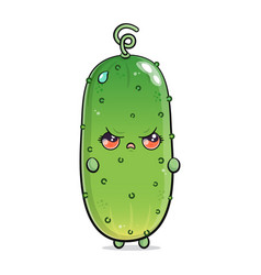 Angry Cucumber Character Hand Drawn Cartoon