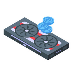 Bitcoin Video Card Icon Isometric Global