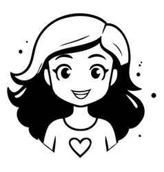 Cartoon Of A Girl With Red Hair And Heart