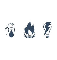 Electricity Gasification Water Supply Flat Icons