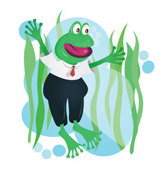 Happy Business Frog Mascot In Suit