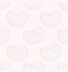 Line Seashells Seamless Pattern Sea Beach