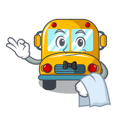 Waiter School Bus Mascot Cartoon