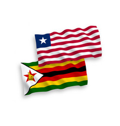 Flags Of Liberia And Zimbabwe On A White