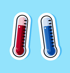 Red And Blue Thermometer Icon Cute Cartoon Design