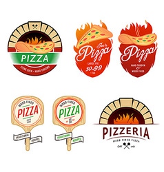 Vintage pizzeria labels badges design elements Vector Image