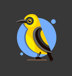 Bird Oriole On Branch Flat Style Logo