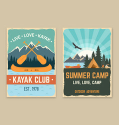 Set Of Camping Retro Posters Concept