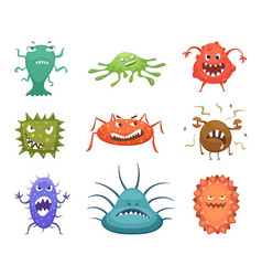 Different Cartoon Viruses Mascots And Flu