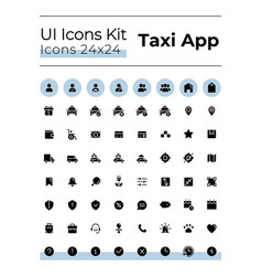 Taxi Service Black Glyph Ui Icons Set