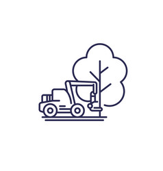 Deforestation Line Icon With Forest Harvester