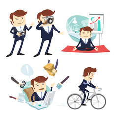 Funny Business Man Wearing Suit Doing Yoga