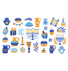 Happy Hanukkah Doodle Icons Elements Set