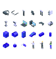 Architect Of Virtual Reality Icons Set Isometric