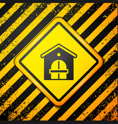 Black Farm House Icon Isolated On Yellow