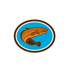 Burbot Fish Oval Retro