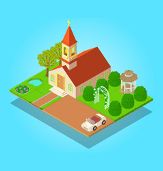 Church Ritual Concept Banner Isometric Style