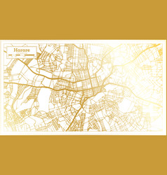 Harare Zimbabwe City Map In Retro Style In Golden