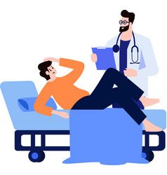 Patient Lying On Bed And Talking With Doctor