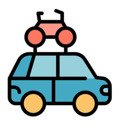 Car Family Roof Bike Icon Color Outline