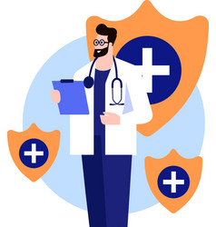 Male Doctor In Flat Style Isolated On Background