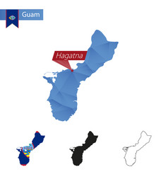 Guam Blue Low Poly Map With Capital Hagatna