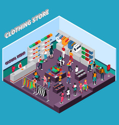 Clothing Store With Mannequins Isometric