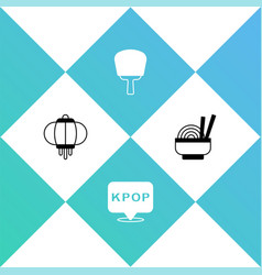 Set Korean Lantern K-pop Hand Fan And Asian