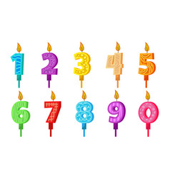 Birthday Candles With Numbers And Fire Set