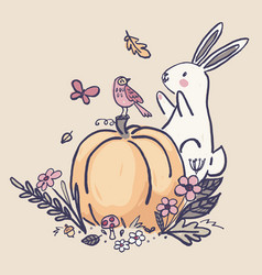 Fall Pumpkin Bunny Vignette