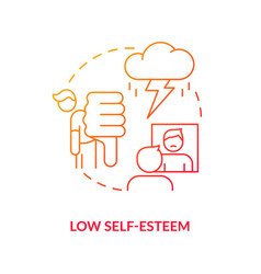 Low Self Esteem Red Gradient Concept Icon