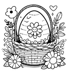 Outline Egg Clipart Black And White Bunny Basket