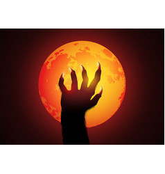 Werewolf Hand Against The Full Moon