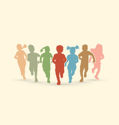 Group Of Children Running Together Graphic