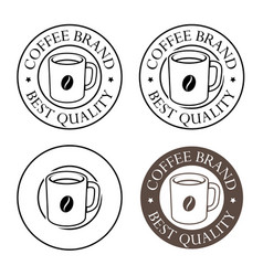 Line Art Round Coffee Mug And Bean Icons With