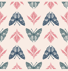 Retro Butterfly Seamless Pattern 70s Style