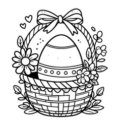 Modern Happy Easter Black And White Basket Flower