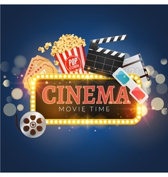 Cinema movie poster design template Popcorn Vector Image