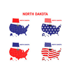 North Dakota Map With Usa Flag Design