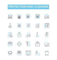 Protection And Cleaning Line Icons Set