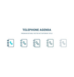 Telephone Agenda Icon In 5 Different Style